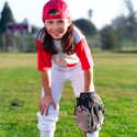 Girl playing softball